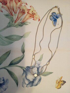 Vintage 90s ~ Heavy sterling Silver 925 silky-finish necklace ~ double strand